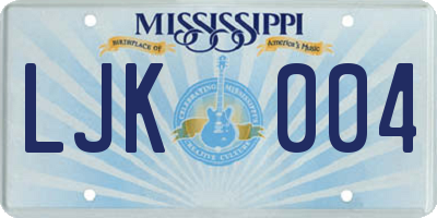 MS license plate LJK004