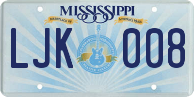 MS license plate LJK008