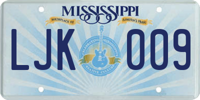 MS license plate LJK009