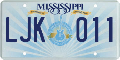 MS license plate LJK011