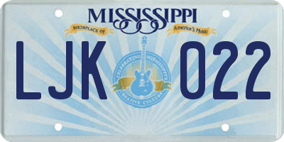 MS license plate LJK022
