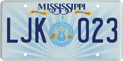 MS license plate LJK023