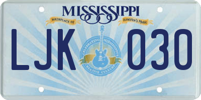 MS license plate LJK030