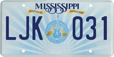 MS license plate LJK031