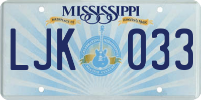 MS license plate LJK033