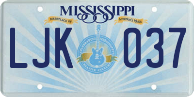 MS license plate LJK037