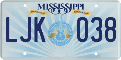 MS license plate LJK038