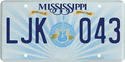 MS license plate LJK043