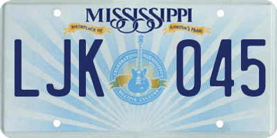 MS license plate LJK045