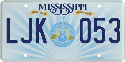 MS license plate LJK053
