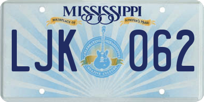 MS license plate LJK062