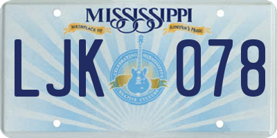 MS license plate LJK078