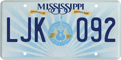 MS license plate LJK092