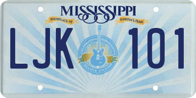 MS license plate LJK101
