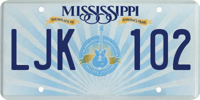 MS license plate LJK102