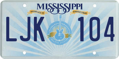 MS license plate LJK104