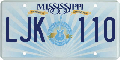 MS license plate LJK110