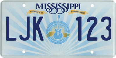 MS license plate LJK123
