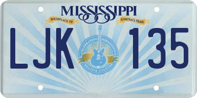 MS license plate LJK135