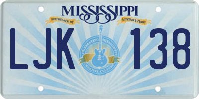 MS license plate LJK138