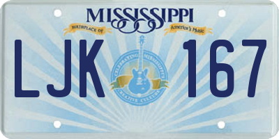 MS license plate LJK167