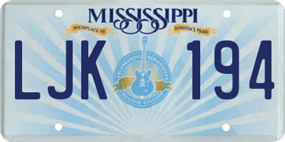 MS license plate LJK194
