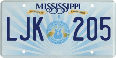MS license plate LJK205