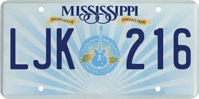 MS license plate LJK216