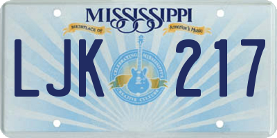 MS license plate LJK217