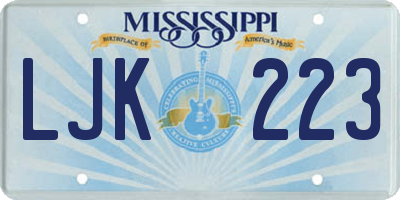 MS license plate LJK223
