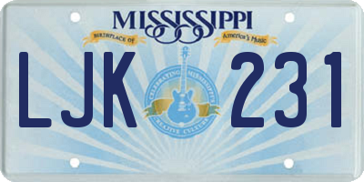 MS license plate LJK231