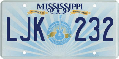 MS license plate LJK232