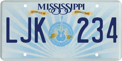 MS license plate LJK234