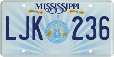 MS license plate LJK236