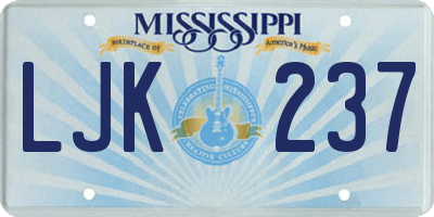 MS license plate LJK237