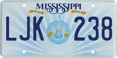 MS license plate LJK238