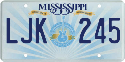 MS license plate LJK245