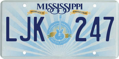 MS license plate LJK247
