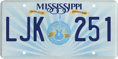 MS license plate LJK251