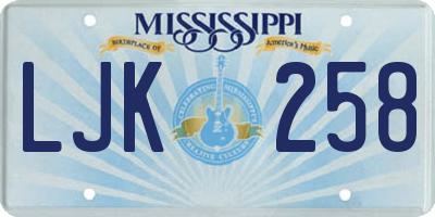 MS license plate LJK258