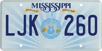 MS license plate LJK260