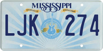 MS license plate LJK274