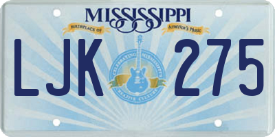 MS license plate LJK275