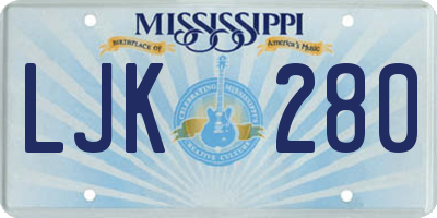 MS license plate LJK280
