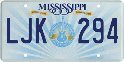 MS license plate LJK294