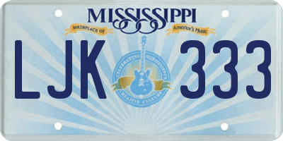 MS license plate LJK333