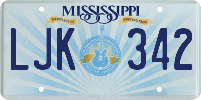 MS license plate LJK342