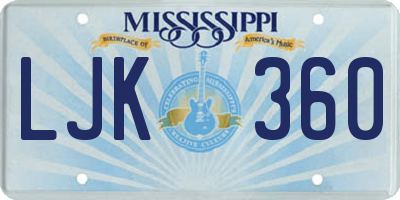 MS license plate LJK360