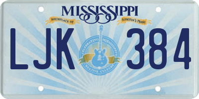 MS license plate LJK384