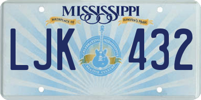 MS license plate LJK432